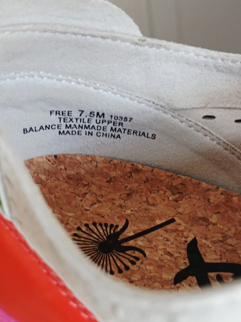 OTBT Women's Travel Lite "Free" Beige Sneaker with Pink and Orange Accents - Picture 5 of 8